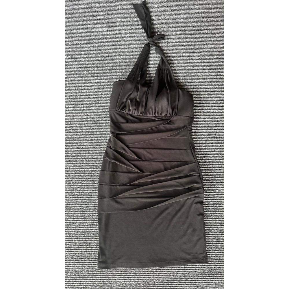 Intermission Black Halter Ruched Bodycon Mini Dress Size 8 NWT Cocktail Party